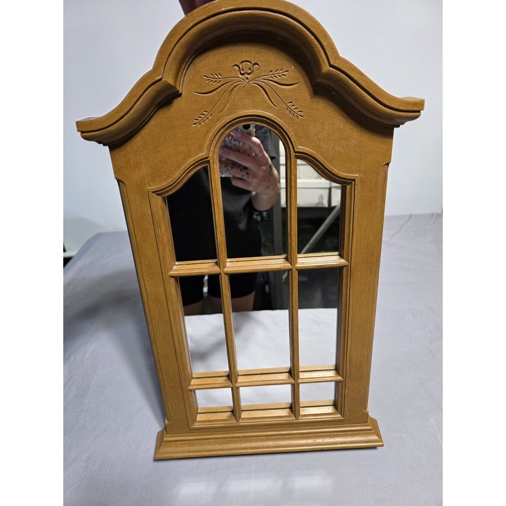 Vintage MCM Homco Cathedral Window 9 Pane Wall Haning Mirror Wood Look ~ Retro